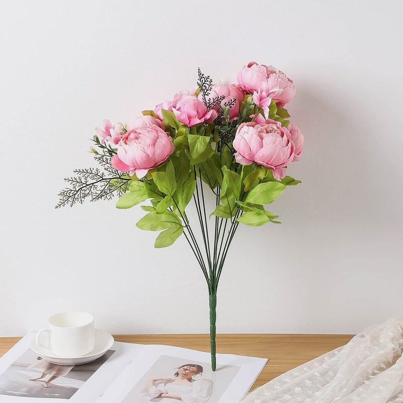 Duovlo Springs Flowers Artificial Silk Peony Bouquets Wedding Home Decoration,Pack of 1 (Spring Light Pink) - Image 3
